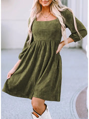 Suede Puff Sleeve Dress