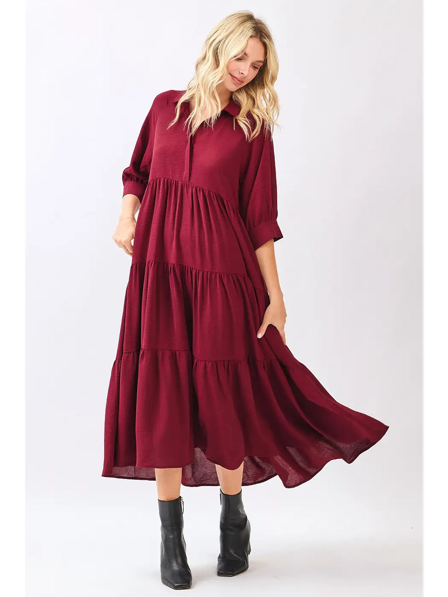 Collar Button Front Maxi Dress