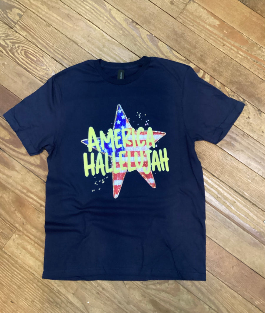 Navy America Hallelujah Tee