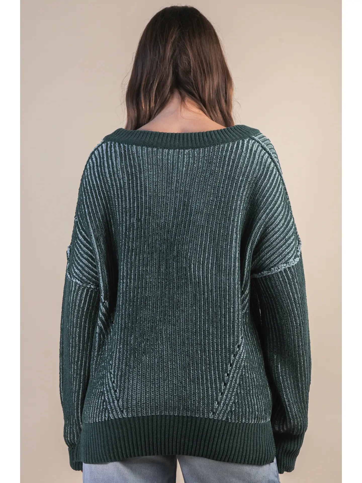 Oversized Two Tone Knit Sweater