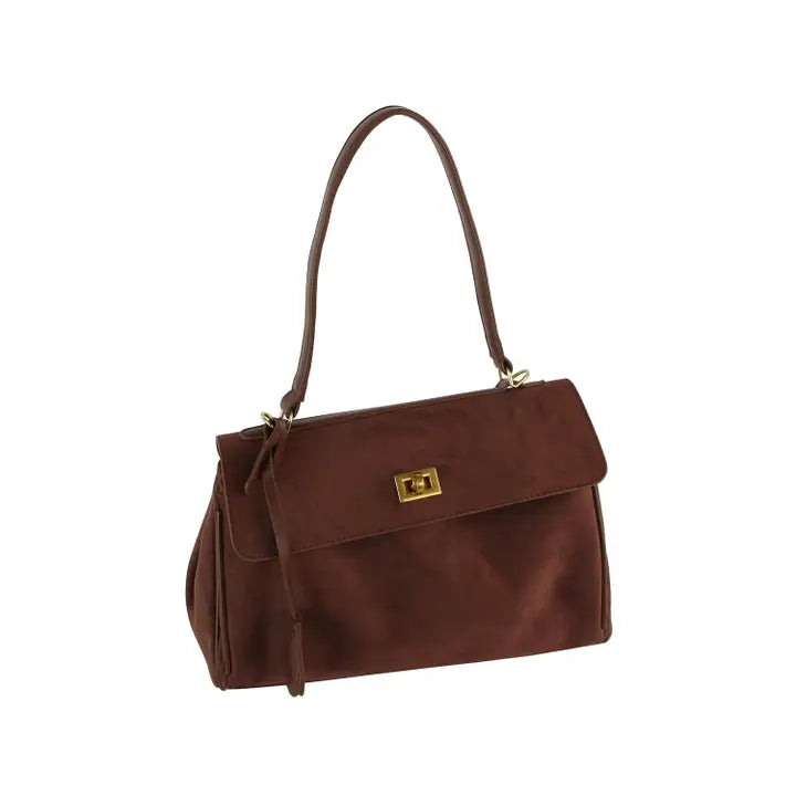 Classic Suede Flap Satchel