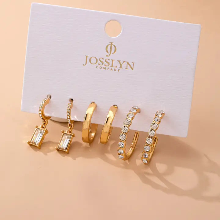 Crystal Gold Hoop Set