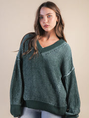 Oversized Two Tone Knit Sweater