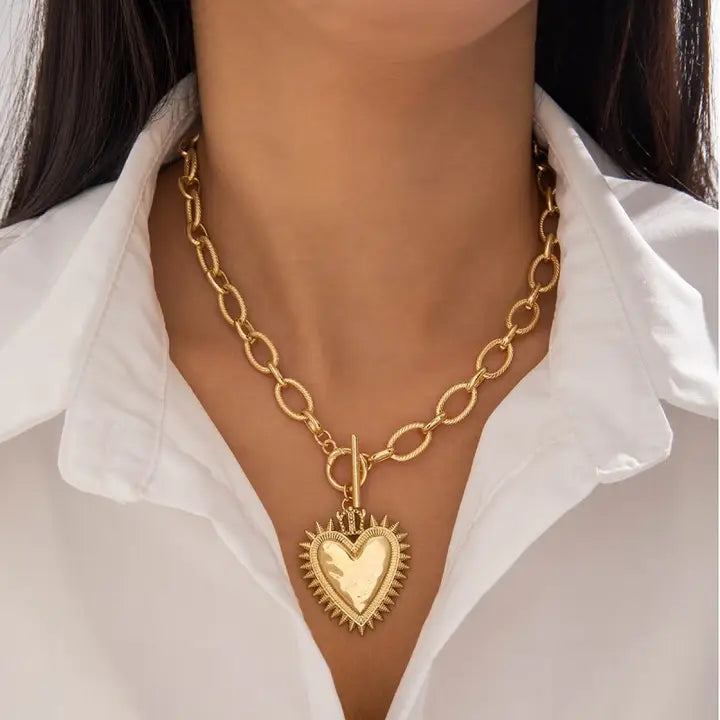 Spiked Heart Toggle necklace