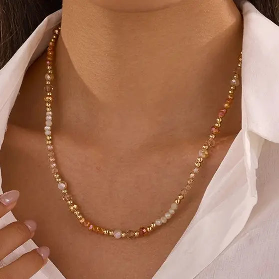 Glass Bead and Gold Necklace