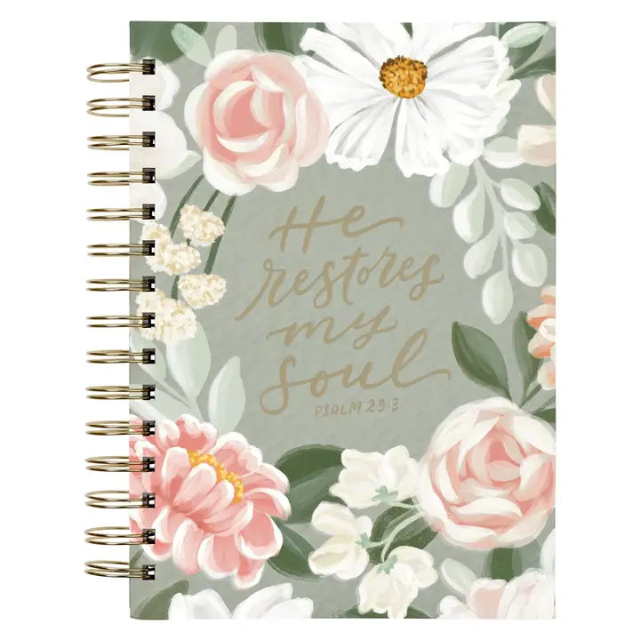 Spiral Journal Green He Restores My Soul