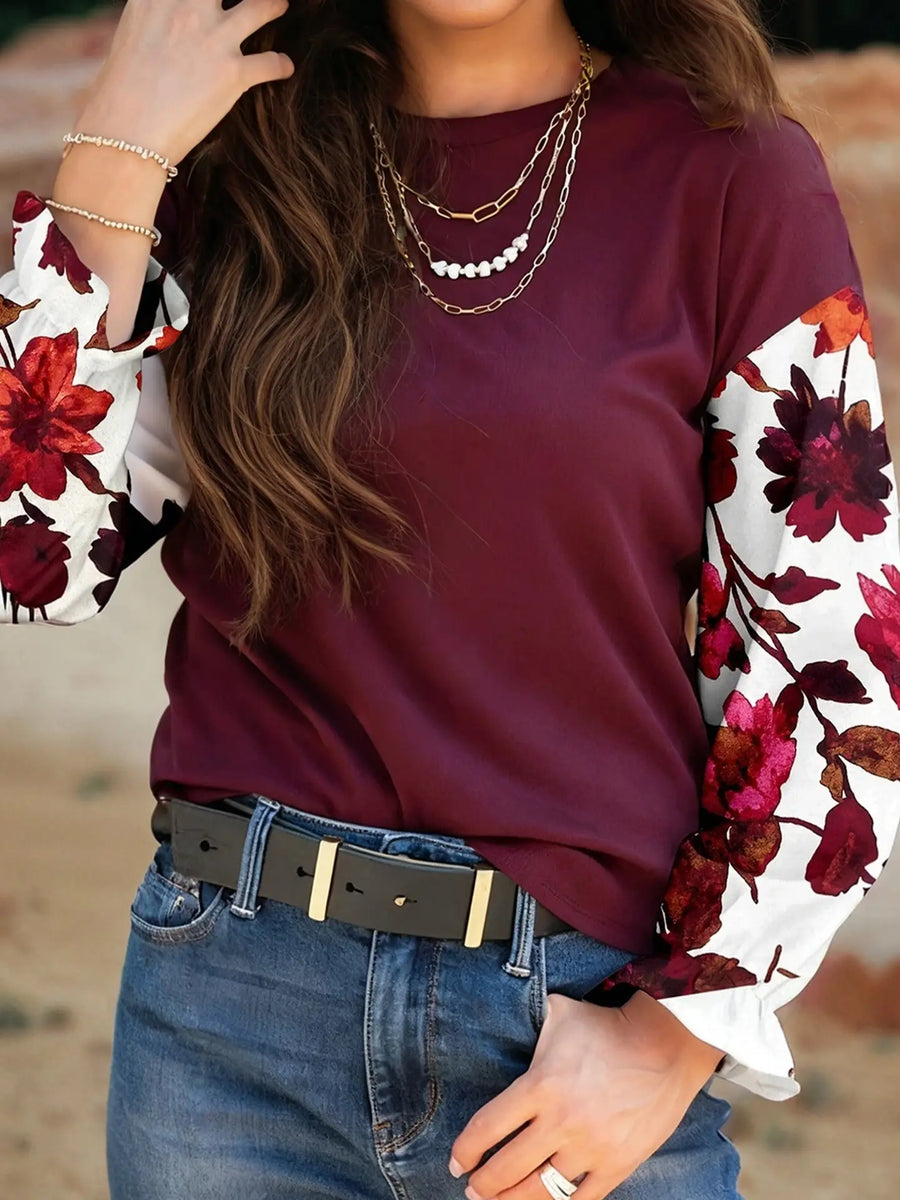 Floral Patchwork Long Sleeve Top