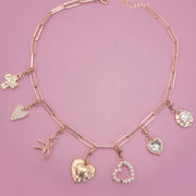 Bow Heart Removable Multi Charm Necklace