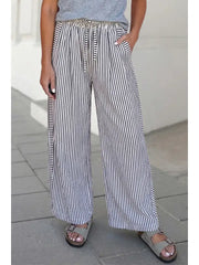 Striped Print Wide Leg Pants