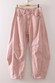 Jean Washed Denim Barrel Pants