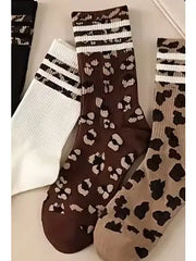 Leopard crew socks
