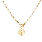 Cross Necklace Gold 14"