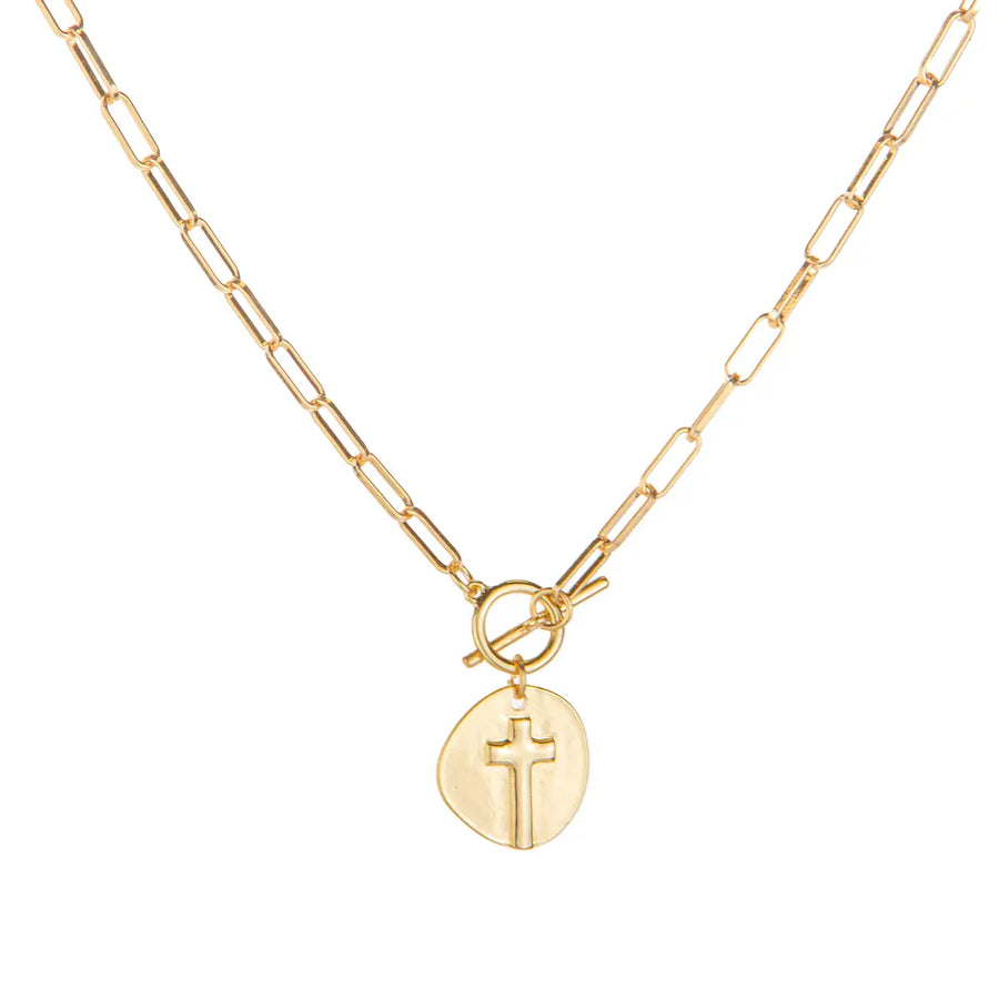 Cross Necklace Gold 14"