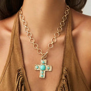 Notable Hammered Cross Toggle Necklace