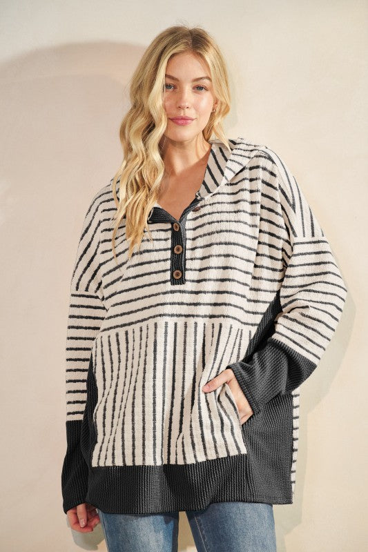 HADEN HOODIE STRIPED TOP