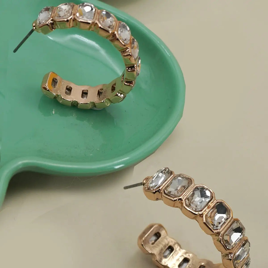 Classic Rhinestone Hoop Earrings