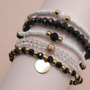 Multilayer Beaded Chain Disc Charm Bracelet