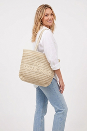 Straw woven the tote bag