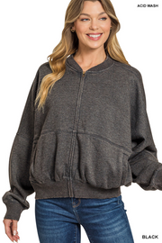Acid washed fleece jacket