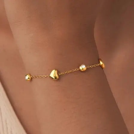 18K Stainless Steel Heart Bracelet