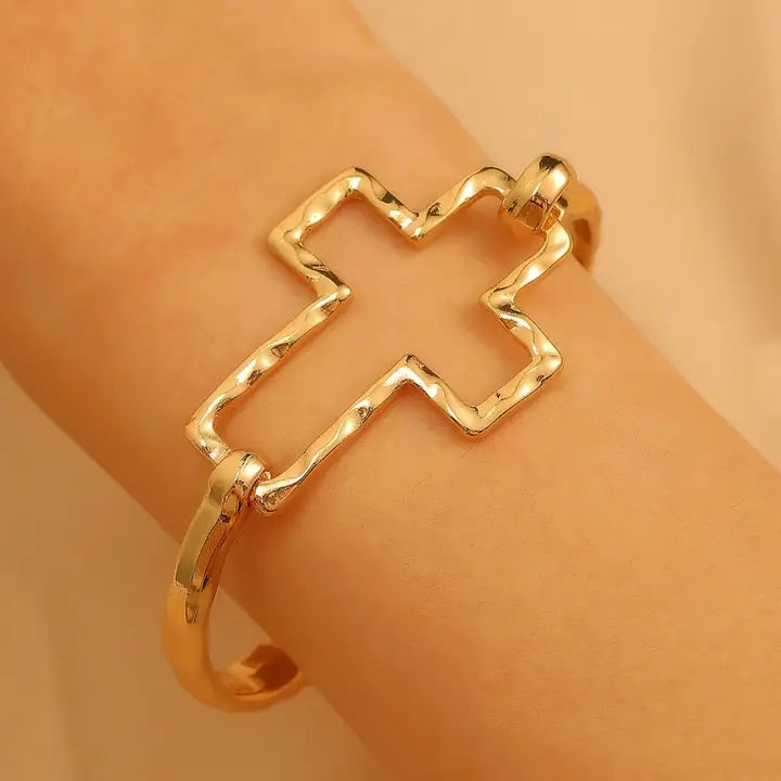 Hammered Cross Bangle