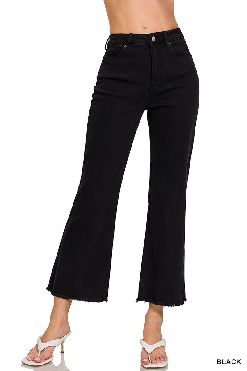 ZENANA HIGH WAISTED FRAY CROPPED