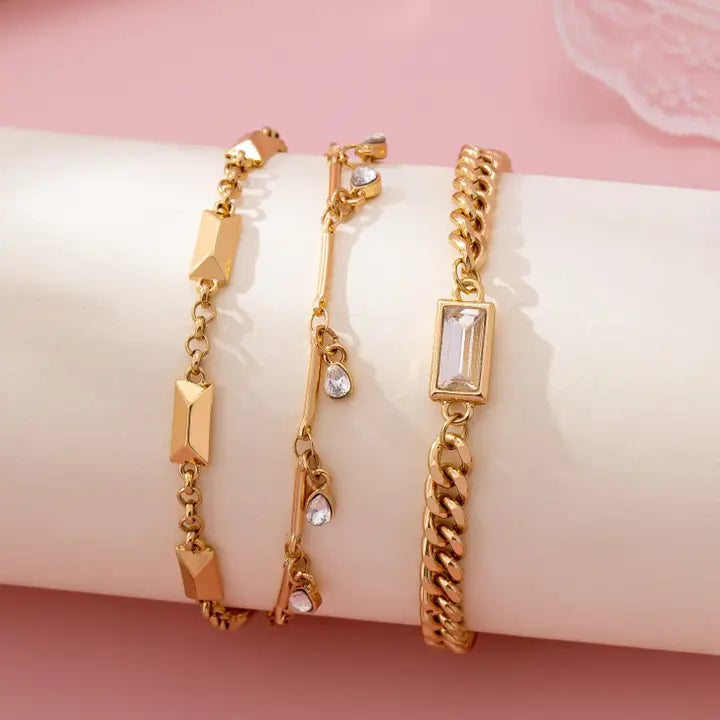 Gold Multi-Chain Crystal Bracelet