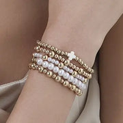 Multi Ball Pearl Chain Stretch Bracelet