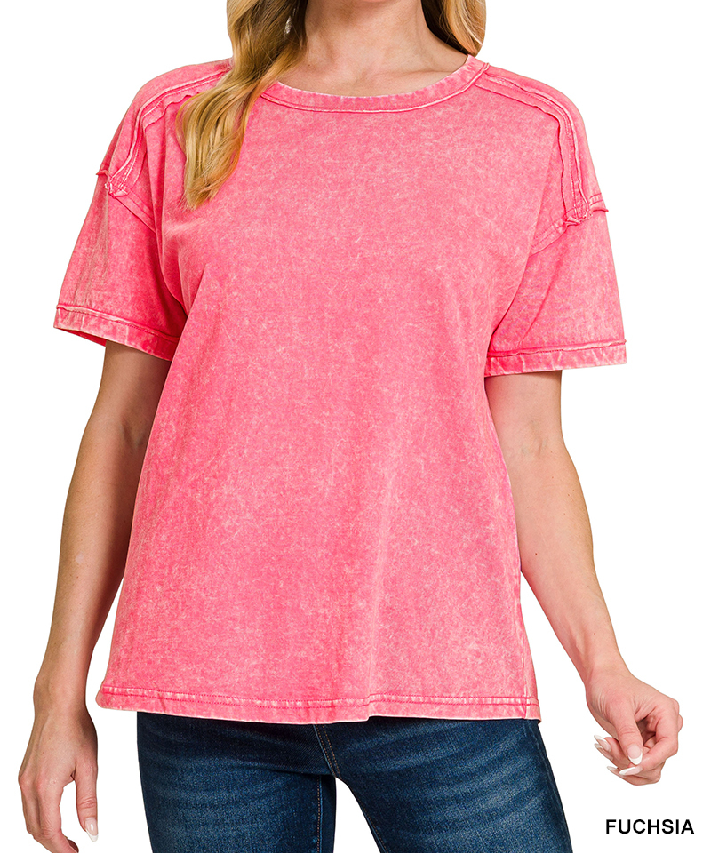 ACID WASHED RAW EDGE TEE