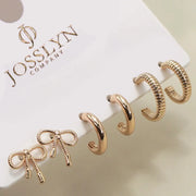 Mini Bow Huggie Hoop Trio