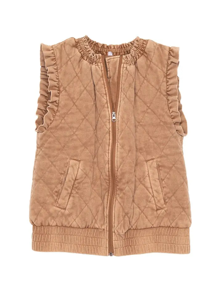 Quilted Ruffle Vest