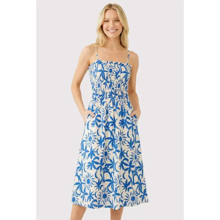 Floral Blue Midi Dress