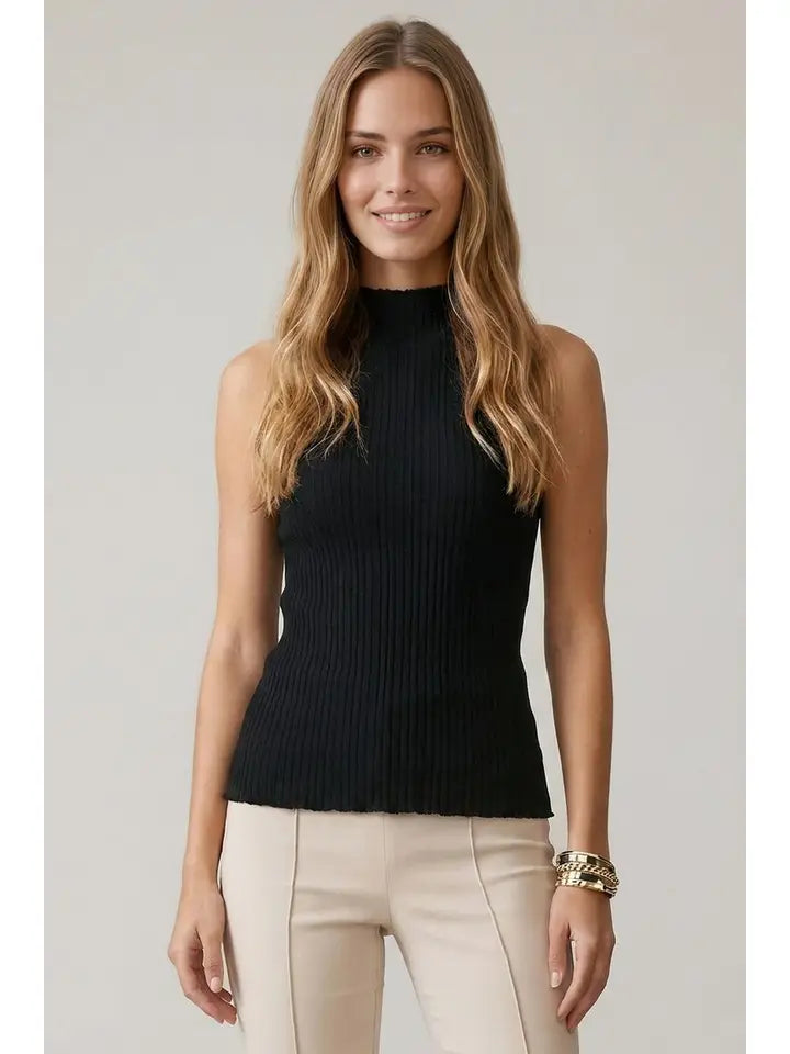 Sleeveless Turtleneck Knit Top