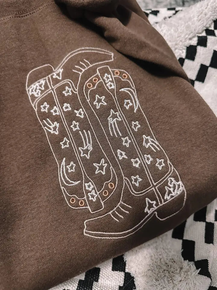 Cowgirl Boots Embroidered Sweatshirt