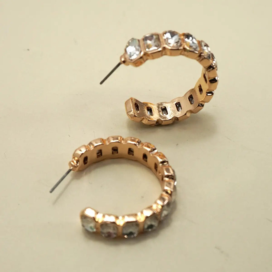 Classic Rhinestone Hoop Earrings