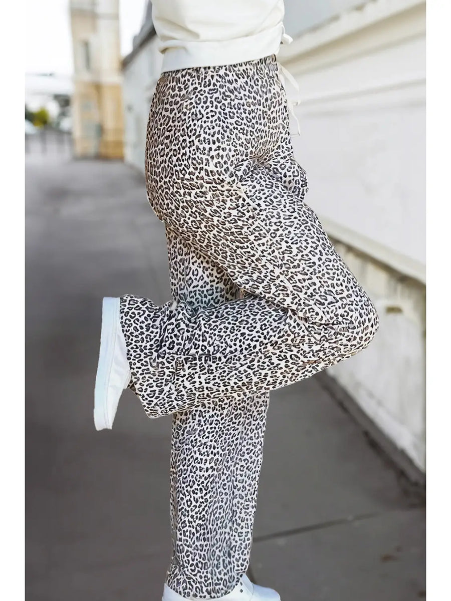 Leopard Drawstring Loose Pants