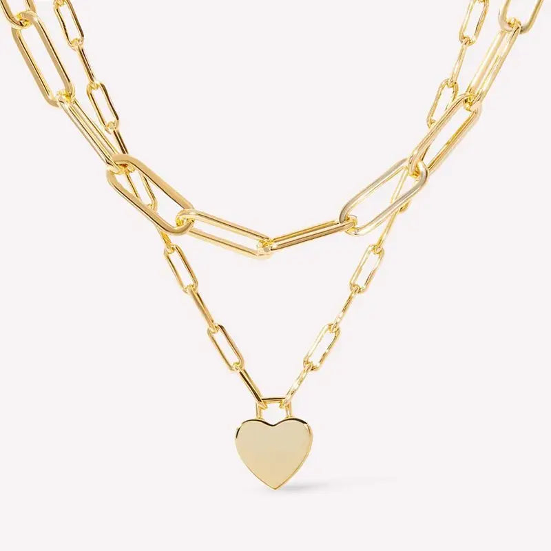 18k Stainless Steel Tarnish Free Layered Heart Necklace