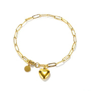 18K Stainless Steel Tarnish Free Heart Bracelet