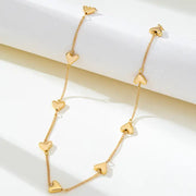 Puffed Heart Station Necklace