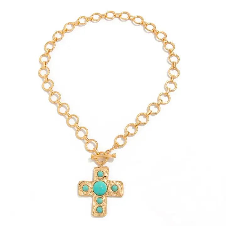Notable Hammered Cross Toggle Necklace