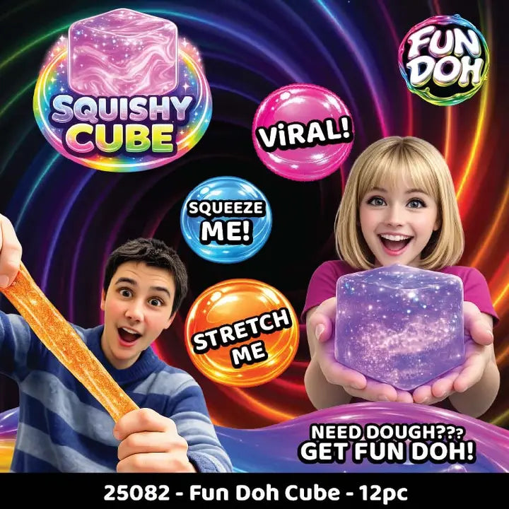 Fun Doh Squish & Squeeze Sparkle Cube Fidget T