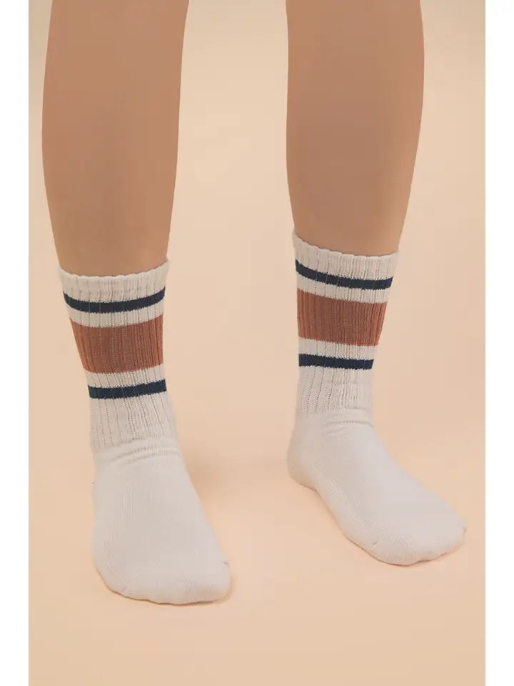 Color Block Stripe Crew Socks