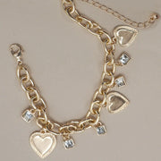 Charm Bracelet Heart Rhinestone Bangle Set