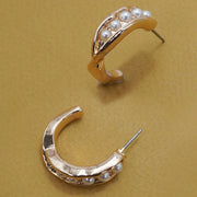 Intertwined Pearl Hoop Titanium Post Earrings