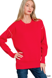 MEGAN CONTRAST TRIM SWEATER
