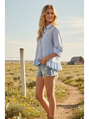 REMI STRIPED BUTTON RUFFLE