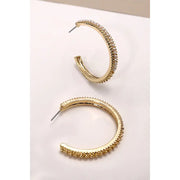 Pearl Pave Titanium Post Stud Hoop Earrings