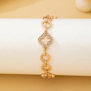 Pave Crystal Clover Link Bracelet with Toggle Clasp