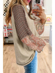 Paisley Plaid Raglan Sleeve Blouse