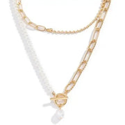 Pearl Mix Double Layer Toggle Necklace